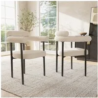 Flieks Esszimmerstuhl (Set, 2 St), 2er Set Polsterstühle Wohnzimmer Samt Küchenstühle Eisengestell