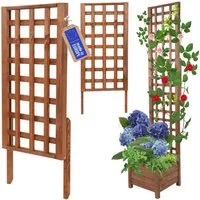 Modo24 Blumenkasten aus Holz, Pflanzkübel, Balkonkasten mit / ohne oder nur Rankgitter, Blumenkübel Holzkiste Garten Terrasse, Imprägniert Wetterfest Outdoor
