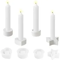 FOUORTUNATE-BEE Modellierwerkzeug Silikon-Kerzenhalter Formen 4er Set für DIY Kerzen & Weihnachtsdeko, Silikon-Formen für Kerzen, Sterne, Kreise & Harz-Dekorationen