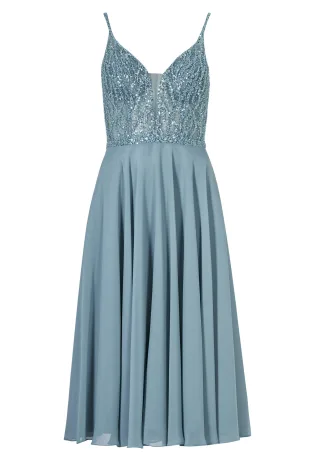 SWING - Cocktailkleid aus Materialmix sea blue - Gr. - 40