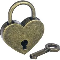 HMF Vorhängeschloss Mini Vintage Deko Vorhängeschloss mit Schlüssel in Herzform, (1-tlg), 3,9 x 3 x 0,7 cm, Deko Herzschloss, Bronze
