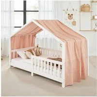 IDIMEX Betthimmel LIAN, Betthimmel Hausbett Deko, Musselin Baldachin 100% Baumwolle rosa/ gold