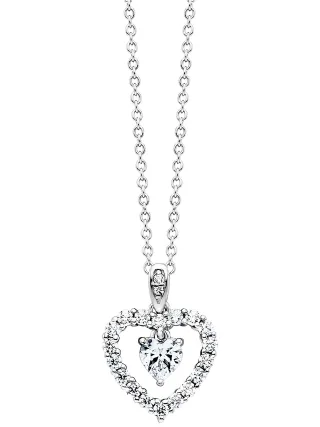 Julie Julsen Anhänger mit Kette 925/- Sterling Silber rhodiniert Herz mit Zirkonia weiß