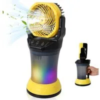 BBWL Standventilator Ventilator mit Sprühnebel Akku Tragbarer Campingventilator, 2000ML Wassertank RGB Licht 4 Stufen Oszillation