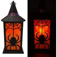 Online-Fuchs LED Laterne mit LED-Kerze & Timer - Halloween Deko für draußen - Outdoor, Geisterköpfe werden projiziert, gruselige Beleuchtung, inklusive praktischer 6-Stunden Timerfunktion