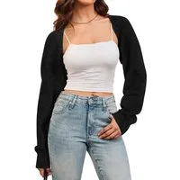 Arach&Cloz Strickpullover Damen Bolero aus Wollmischung Longpullover Wollpullover Herbstmode kurze Strickjacken Elastizität Schalkragenpullover