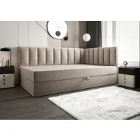 B&B Home Boxspringbett Adelle rechts oder links 90 cm 120 cm (H3 Matratze Bonnellfederung, Kopfteil, Seitenteil und Bettkasten)