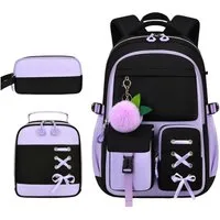 MOPUEA Schulrucksack Schulrucksack Set 3tlg Schulrucksack mit Lunchpaket und Mäppchen (Set, 3-tlg., Leicht Schulrucksack Teenager für Schule, Reisen und Freizeit), Rucksack für Unisex Verstellbarer Schultergurt