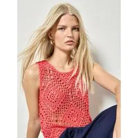 Apricot Spitzentop Diamant-Crop-Top mit Häkeldetails