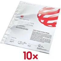 LEITZ Prospekthülle Premium 4734, 10 Stück, glasklar, Format A4, 4-fach-Lochung, oben offen