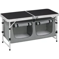 Woltu Campingtisch, Höhenverstellbar mit Stauraum, Outdoor inkl.Tragetasche