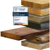 tømmermann Wandregal Schweberegal Holzregal mit Baumkante - Hängeregal aus Massivholz, Komplett-Set