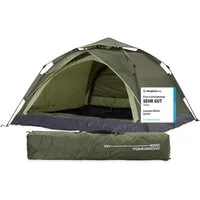 Lumaland Kuppelzelt Pop Up Zelt - 3-Personen-Zelt mit Doppeltür, Wurfzelt Trekkingzelt - 210x190x110 cm - Grün