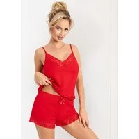 Donna Shorty Schlafanzug mit edler Spitze (2 tlg) luxuriöser Viskose-Jersey