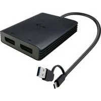 Video Adapter USB-A/USB-C > Dual DisplayPort 4K / 60Hz schwarz, 27cm Kabel mit USB-A Adapter