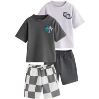 Next T-Shirt & Shorts Kurzärmeliges T-Shirt und Shorts im 2er-Set (4-tlg)