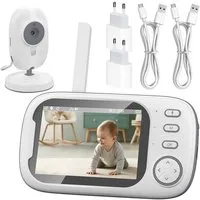Senmudi Babyphone LCD Display mit Kamera 3,5 Zoll Video Baby Monitor, mit VOX Modus Nachtsicht Gegensprechfunktion Schlaflieder, HD-Nachtsicht 1280*720P 2100 mAh Sie können einen Alarm einstellen, für Zuhause unterwegs,Eltern Babys Kita Senioren und 