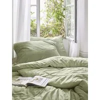 Irisette Bettwäsche Irisette Easy Soft-Seersucker Bettwäsche 155x220 Melange grün weiß, Seersucker, 2 teilig