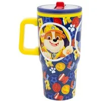 PAW PATROL Thermobecher - 640 ml Edelstahl doppelwandiger Trinkbecher mit Trinkhalm, 1-tlg., Edelstahl