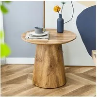 BBWL Couchtisch 50 cm Naturholzoptik MDF Beistelltisch kompakt, Runder Kaffeetisch Wohnzimmer Balkon vielseitig einsetzbar