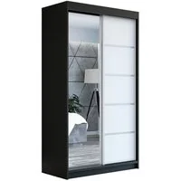 A&J MöbelLand GmbH Schiebetürenschrank GAPI mit Spiegel (TOP ANGEBOT! Geräumiger Schrank mit viel Stauraum:6 Regalen und 1 Kleiderstange – -ideal zur Aufbewahrung von Kleidung und Accessoires. TOP PRODUKT! Farbe und Größe (120 cm, 160 cm, 180 cm) zur