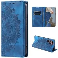 CoverKingz Handyhülle Hülle für Samsung Galaxy S24 Ultra Handyhülle Flip Case Cover Etui 17,3 cm (6,8 Zoll), Klapphülle Schutzhülle mit Kartenfach Schutztasche Motiv Mandala