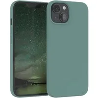 EAZY CASE Handyhülle Premium Silikon Case für Apple iPhone 13 6,1 Zoll, Silikonhülle Slimcover mit Displayschutz Hülle Cover Grün / Nachtgrün