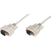 Serielles Datatransfer Verlängerungskabel, D-Sub9 (Stecker) > D-Sub9 (Buchse) beige, 2 Meter