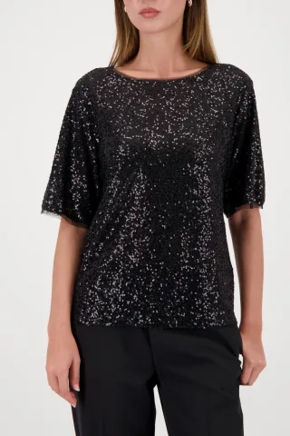 monari - Paillettenshirt schwarz - Gr. - 36