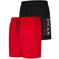 Jack & Jones Badeshorts Herren Badehose JPSTMAUI SWIM MIX SMU 2PK Regular Fit (2-St) Sportshorts mit Kordelzug