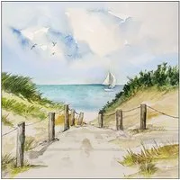 Ambiente Luxury Paper Products Papierserviette, Servietten 33x33cm 3-lag. mit Dünenweg & Meer Aquarell Motiv 20 Stück