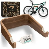 madeco Fahrradwandhalterung FlyBike Fahrrad Wandhalterung Holz - Design Fahrradhalter für Wohnung (mit Fischer Dübeln und Wollfilz Rahmenschutz), für Rennrad, Gravelbike, Mountainbike, Fixie
