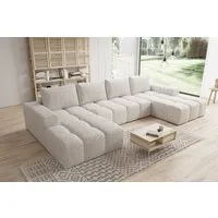 PROMETO Möbel Ecksofa Couch U-Form, Sofa U-Form Teddy-Bouclé, Web oder Cord-Stoff Cento