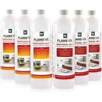 Höfer Chemie GmbH Bioethanol FLAMBIOL® Probierset 3x 1 L Bioethanol 96,6% + 3x 1 L Bioethanol 100%, Geruchsarmes Bioethanol für sauberes, rußfreies Abbrennen