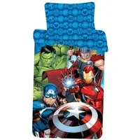 Jerry Fabrics Kinderbettwäsche Marvel Avengers Kinder Bettwäsche mit Leuchtmotiv, Renforcé, 2 teilig, 100% Baumwolle