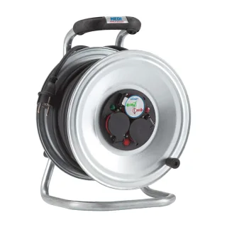 HEDI Stahlblech-Kabeltrommel Professional Ø 320 mm, mit 3-fach Schutzkontakt-Steckdose - K2S33N2TF