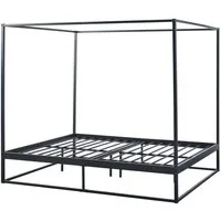 en.casa Himmelbett, »Kristianstad« mit Lattenrost Metall Schwarz 160 x 200 cm