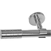 BASIT Gardinenstange Edelstahloptik 20mm mit Deckenträgern 120 cm E34, Ø 20 mm, 1-läufig, verschraubt, Metall, D31 120 cm E34 Zylinder