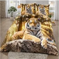 TRAUMSCHLAF Bettwäsche Tiger, Renforce, 2 teilig, herrliches Design in strapazierfähiger Qualität