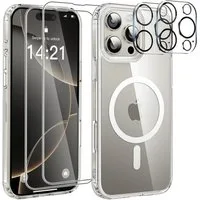SmartUP Smartphone-Hülle 5in1 für Iphone 16 Pro Max MagSafe 2X Schutzglas 2X Kameraschutz Case 6,9 Zoll, kompletter Rundumschutz