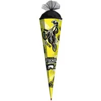 Roth Schultüte Extreme Motocross, 85 cm, eckig, mit schwarzem Tüllverschluss, Zuckertüte für Schulanfang