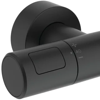 Ideal Standard Duschsystem Eco CTherm T25M mit Thermostat Stick-HB und runder Kopfbrause Silk Black, A8491XG