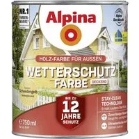 Alpina Wetterschutzfarbe Holzfarbe für außen deckend Schwedengelb 750 ml