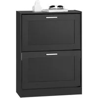 SoBuy Schuhschrank FSR137, Schuhkipper Schuhablage Schuhregal Schuhkommode mit 2 Klappen, Schuhschrank schmal, perfekt für schmale Flure, 12 Paar