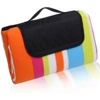 Picknickdecke yourGEAR Stripe XL Picknickdecke 200x200 Camping Fleece Decke wasserdichte & isolierte Stranddecke, yourGEAR