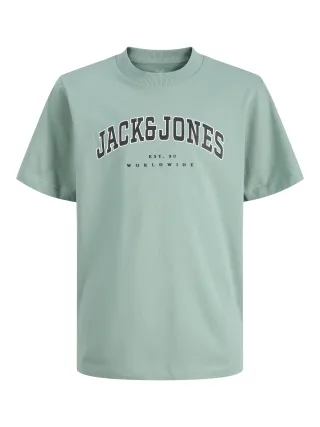 JACK&JONES - JJECALEB VARSITY TEE SS O-NECK NOOS JNR Mineral Blue - Gr. - 152