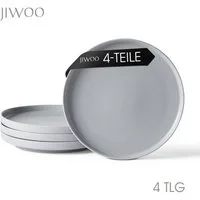 JIWOO Teller 4er Ø27,7cm, Speiseteller Steakteller Dessertteller Brotteller Plate, (4 St), Keramik Hochwertiges Tellerset Grau Mikrowellen spülmaschinenfest