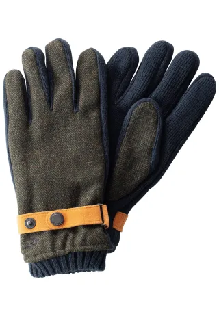 camel active - Handschuhe mit Lederriemen in Wolloptik dark khaki - Gr. - L