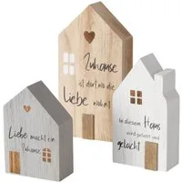 BOLTZE GRUPPE GmbH Dekoobjekt Dekoaufsteller Mein Haus grau weiß natur Holz 3 tlg.