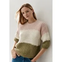 MORE&MORE Rundhalspullover cooler 3/4 Arm Rippstrickpullover, gestreift